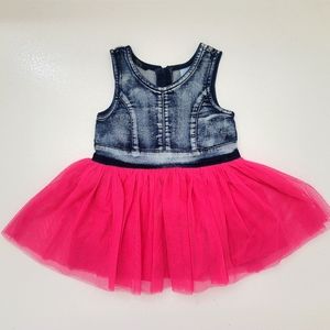 Baby girls denim jean pink tutu Barbie like dress! Adorable!